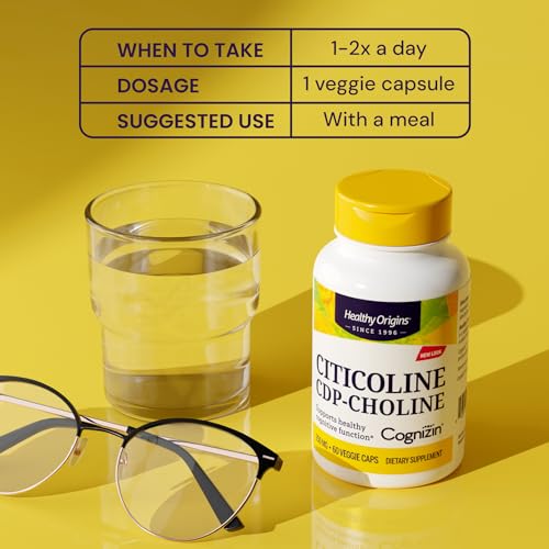 Cognizin (Citicoline), 250 mg - Brain Supplement for Memory with Citicoline CDP Choline - Non-GMO, Vegan & Gluten-Free Supplement - 60 Veggie Capsules