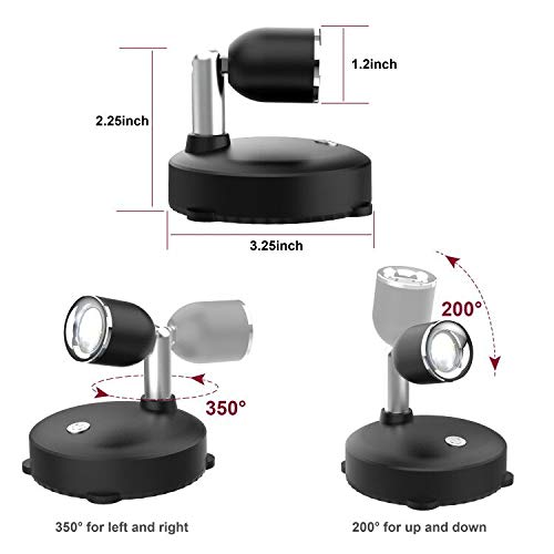 LED Spotlight, Battery Operated Lights with Remote Control, Dimmable Mini Accent Lighting for Picture Closet Artwork (Black)…