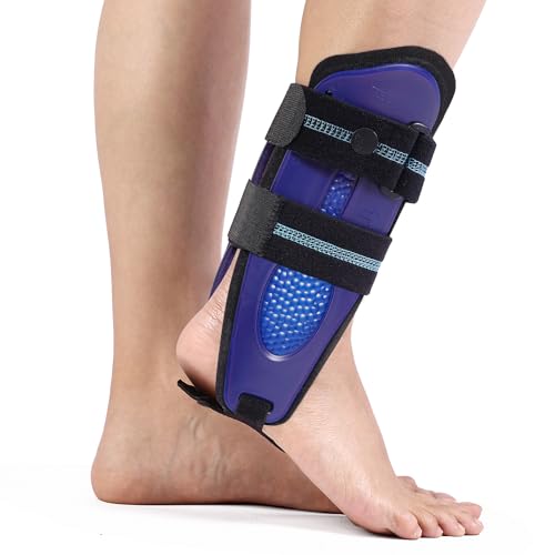 Ankle Stabilizer Brace for Sprain, Ligament Injury (Grade 1 to 2), Tendonitis, Adjustable Stirrup Ankle Support Splint for Women and Men,Reversible Left & Right Foots,One Size(Foam Pads, Blue)