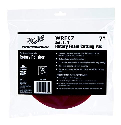 Meguiar's 7 Soft Buff Rotary Foam Cutting Pad WRFC7 - Professional Rotary Cutting Pad, Paint Correction Pad for Removing Heavy Defects - Heavy Cut Pad for use with a Rotary Buffer, 1 Pad