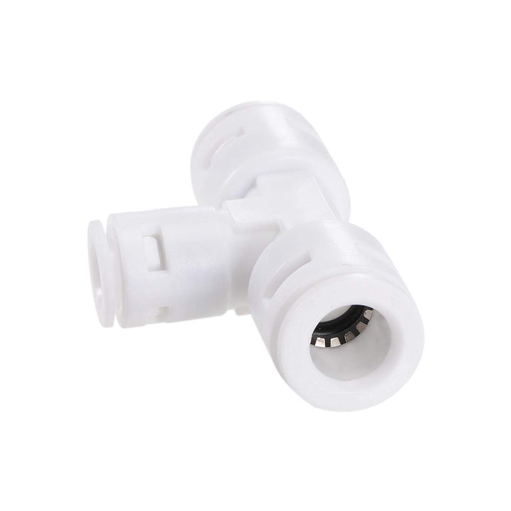 Quick Connector 3 Way T Type 3/8x3/8x1/4 Push Fit Connect Fittings for RO Water Purifier, 54x35mm White 5Pcs