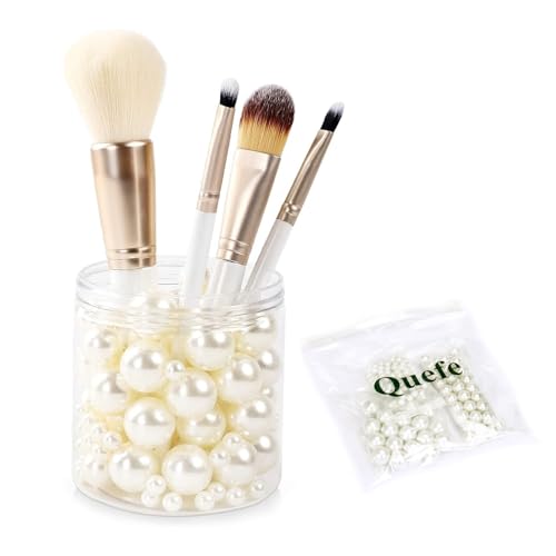 Quefe 150pcs Pearls for Crafts No Holes, Vase Filler Artificial Plastic Pearl Beads for Table Scatter, Wedding, Birthday Party, Home Decoration(8mm, 14mm, 20mm)