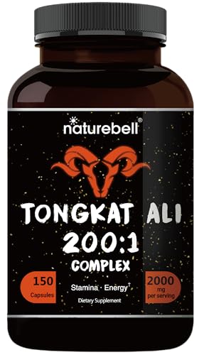 Tongkat Ali 200:1 (Longjack) Extract for Men, 2000mg Per Serving, 150 Capsules, Indonesia Origin, Eurycoma Longifolia | with Panax Ginseng for Energy, Stamina, & Male Health Support