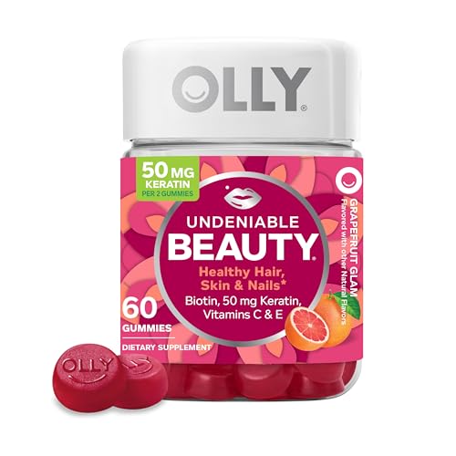 Undeniable Beauty Gummy, For Hair, Skin, Nails, Biotin, Vitamin C, Keratin, Chewable Supplement, Grapefruit, 30 Day Supply - 60 Count