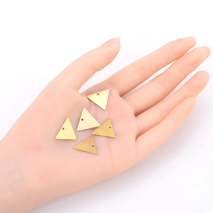 50pcs Brushed Raw Brass Triangle Geometric Component Earring Findings 18.5mm (0.73 inch) Pendant No Plated/Coated for Jewelry Craft Making CF-A7