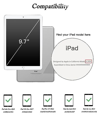 iPad 9.7 Case with Keyboard for 6th Gen(2018), 5th Gen(2017), Air 2/Air, iPad Pro 9.7 - Smart Folio Case with Pencil Holder - 7 Color Backlit - Bluetooth Detachable - Auto Sleep/Wake(Black)