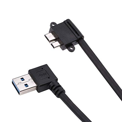 Right Angle Micro B USB 3.0 Cable for Seagate or Toshiba External Hard Drive Cord Wire, BlackBerry Passport Data Cable