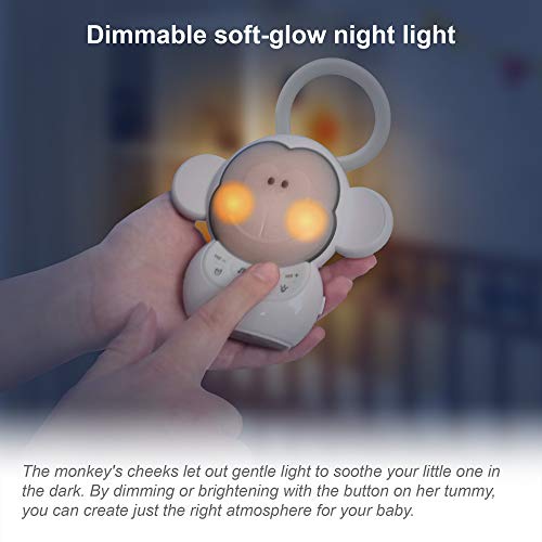 BC8211 Myla The Monkey Baby Sleep Soother with a White Noise Sound Machine Featuring 5 Soft Ambient Sounds, 5 Calming Melodies & Soft-Glow Night Light, 1 Count (Pack of 1)
