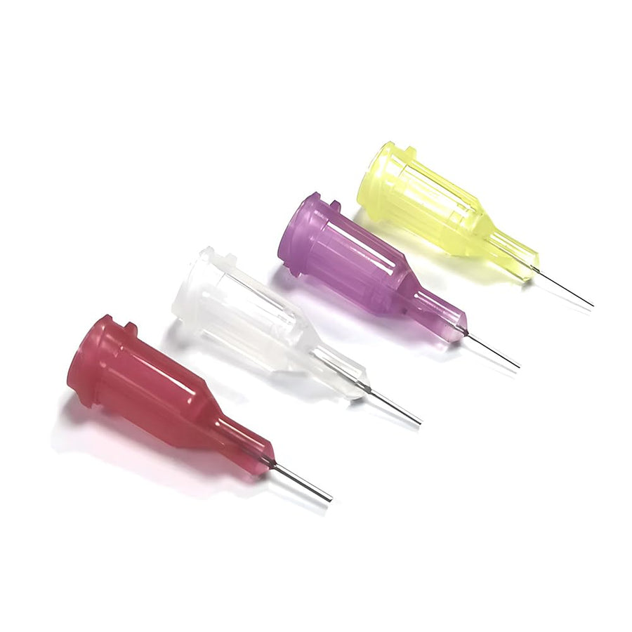 0.25 Inch Synthetical Microtrace Blunt Tip Dispensing Needle with Luer Lock,Precision Acidified Stainless Steel,Match Low Viscosity Liquids,4 Different Sizes,20 PCS