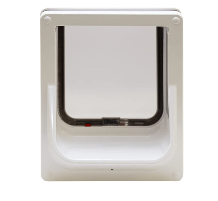 Electromagnetic 4-Way-Locking Cat Flap with 2 Collar Keys - White