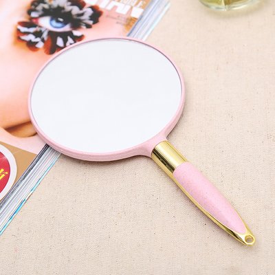 Pink, Circular: Xpxkj Handheld Mirror With Handle, For Vanity Makeup Home Salon Travel Use (Circular, Pink)