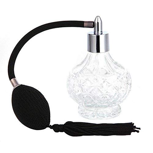 YangLand 1pcs/set 80ml Clear Crystal Vintage Style Perfume Bottle Long Spray Tassels Atomizer Pump Refillable Retro Glass Bottles Makeup Tool (Purple)