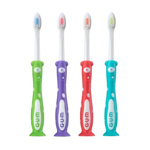 Monsterz Children and Toddler Toothbrush, Soft Bristled Kids’ Toothbrush with Suction Cup, for Ages 2+, 1ct (6pk)
