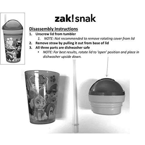 PJ Masks ZakSnak All-In-One Drink Tumbler + Snack Container For Toddlers – Spill-proof 4oz Snack Container Screws Securely Onto 10oz Tumbler With Accessible Straw, PJ Masks