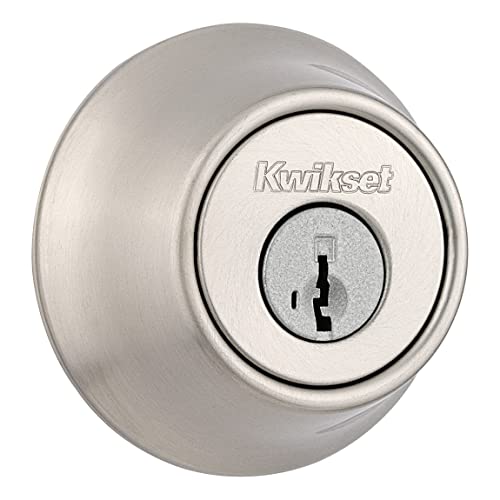 660 Deadbolt Deadbolt Lock, Satin Nickel Round Exterior Keyed Front Entry Door, Pick Resistant SmartKey Rekey Security, Single Cylinder Dead Bolt, with Microban Protection