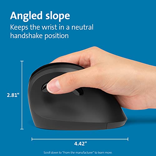 Pro Fit Ergo Vertical Wireless Mouse- Black (K75501WW), 2.8x3x4.4