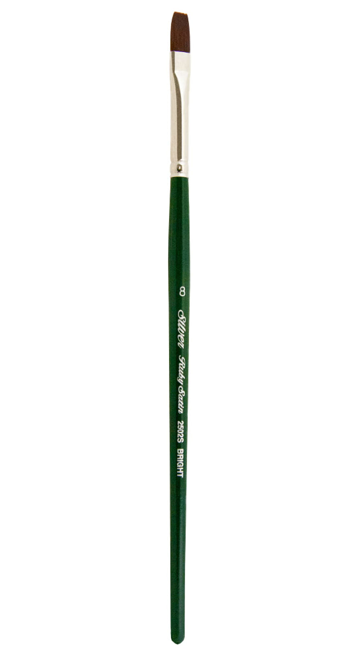 2502S8 Ruby Satin Bright Brush for Fluid and Flow Acrylics, Size 8, Short Handle