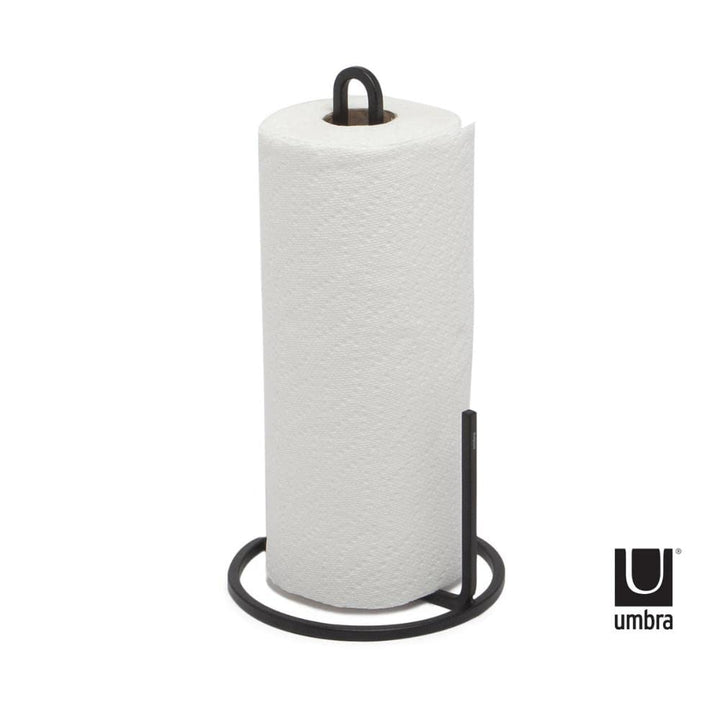 Squire Paper Towel Holder Stand, Metal Dispenser for Kitchen or Bathroom Countertop, Black Medium