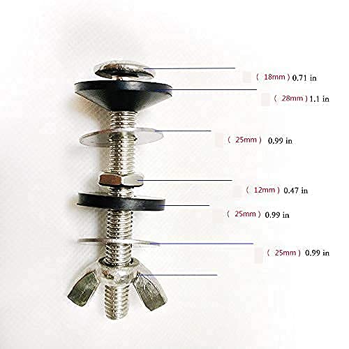 Toliet Bolts,Tank to Bowl Stainless Stell 5/16inch by 3Inch Heavy Duty Bolts with Rubber and Stainless Steal Washers and Wing Nuts,Toliet Bolt