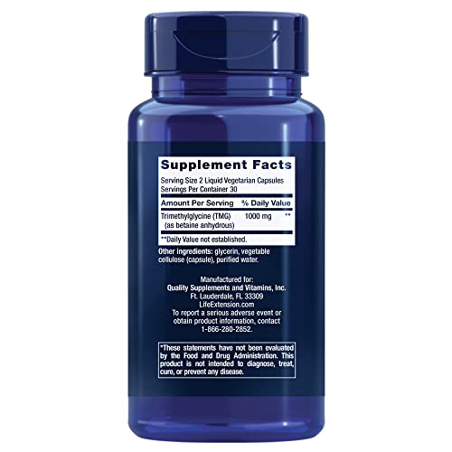 TMG 500 mg – Trimethylglycine Supplement – Encourages Healthy Homocysteine Levels – Gluten-free – Non-gmo – Vegetarian – 60 Liquid Vegetarian Capsules
