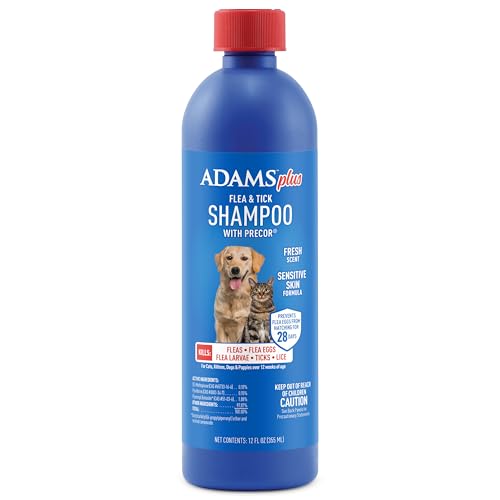 Plus Flea & Tick Shampoo with Precor for Cats, Kittens, Dogs & Puppies Over 12 Weeks Of Age Sensitive Skin Flea Treatment | Kills Adult Fleas, Flea Eggs, Ticks, and Lice| 12 Ounces