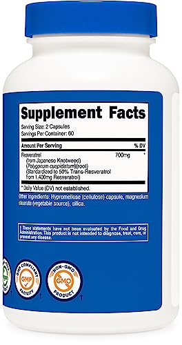 Resveratrol 700mg, 120 Capsules - Vegan, Gluten Free, Non-GMO