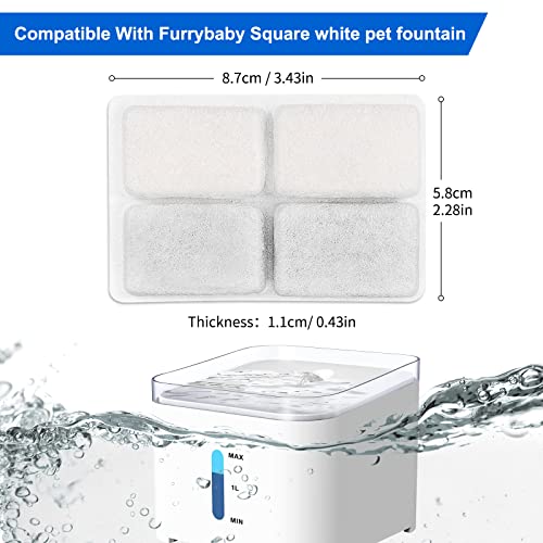 Cat Water Fountain Filter, 12 Pack Pet Water Fountain Filter Replacement with Coconut Activated Carbon Filter Compatible with furrybaby 64oz/2L Cat Water Fountain