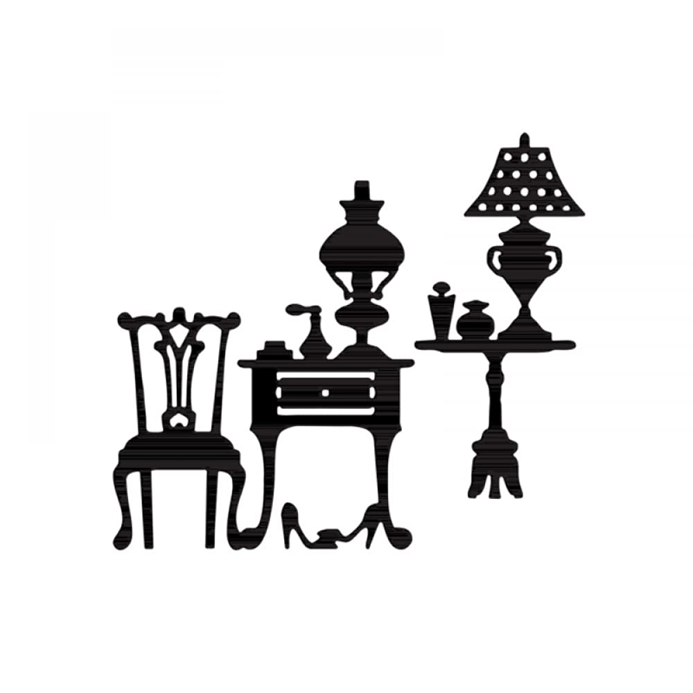 Classic Chairs Tables Lamp Dies for Card Making DIY Scrapbooking Embossing Stencil Die Cuts Punch Template Mould Arts Crafts Scrapbooking Supplies Metal Cutting Die sfor Paper Crafting Album Decor