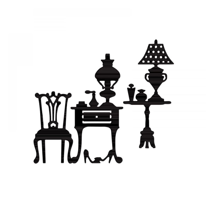 Classic Chairs Tables Lamp Dies for Card Making DIY Scrapbooking Embossing Stencil Die Cuts Punch Template Mould Arts Crafts Scrapbooking Supplies Metal Cutting Die sfor Paper Crafting Album Decor