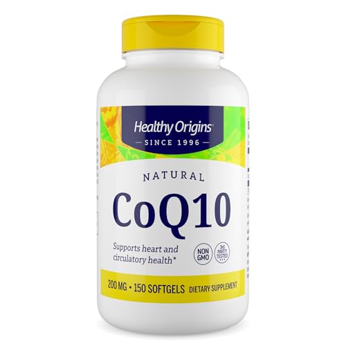 Healthy Origins CoQ10, 200 mg - Heart Health & Energy Supplement - Gluten-Free & Non-GMO Supplements - 150 Softgels