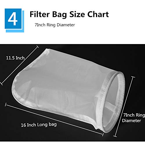 Nylon Mesh Monofilament Filter Socks Bag 50 Micron 7 Inch Ring by 16 Inch Long NMO Liquid Filter Bag Size 1-1Pack (50 Micron 7 x 16)