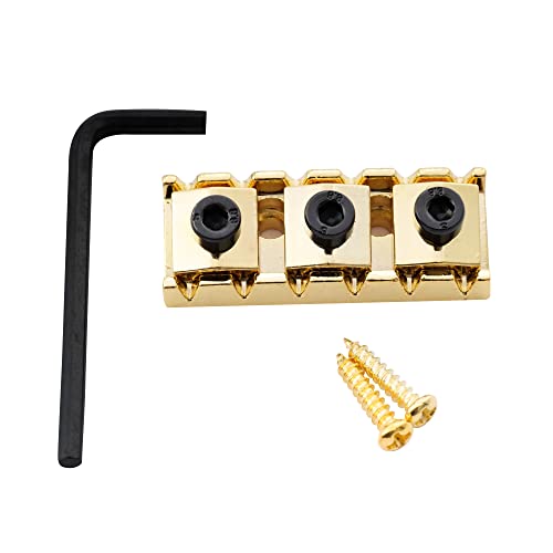42mm Guitar Metal Locking Nut String Lock for Floyd Rose Style Electric Guitar Tremolo Double Lock System, Gold