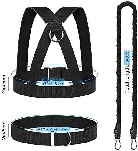 Dynamic Resistance Trainer Acceleration Speed Elastic Cord for Resistance Training to Improve Strength, Power, and Agility (Black-16.4ft Kit)