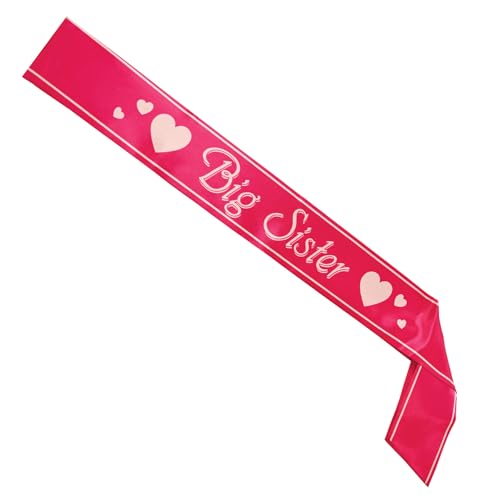 Big Sister Satin Sash, 27-Inch by 3-1/2-Inch, Cerise/White