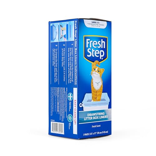 Drawstring Cat Litter Box Liners, Fresh Scent, Size Large,2.5x17 - 7 Count | Kitty Litter Bags, Cat Litter Liners for All Cats To Keep Your Home Clean