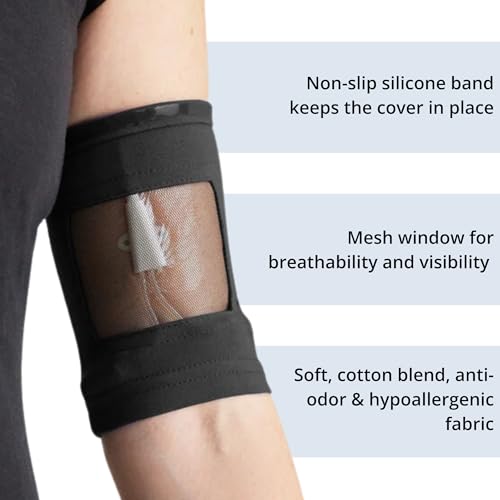 - PICC Line Cover (Small, Black) - Secure Slip-Resistant Design - Anti-Odor Hypoallergenic Material - Easy Monitoring Window - Machine Washable Durability