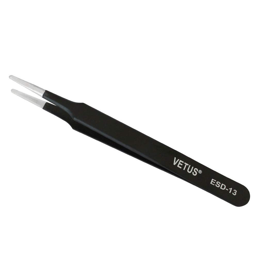 Anti-static SMD Black Tweezer Non-magnetic Stainless Steel Pointed Tip ESD-13 (ESD-13)