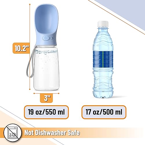 - Dog Water Bottle, 19oz, Large, Blue, Portable Dog Water Bottle, Dog Travel Water Bottle, Dog Water Bottle Dispenser, Portable Water Bottle for Dogs, Pet Water Bottle, Travel Dog Water Bottle