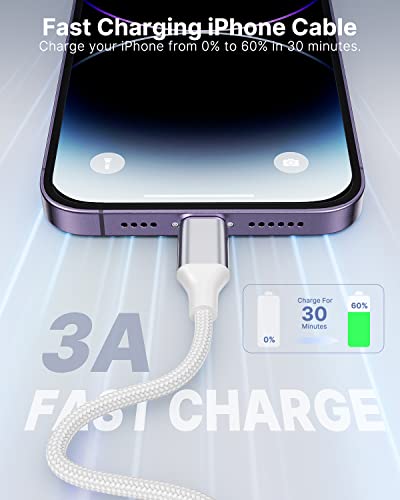 Short iPhone Charger Cord 1ft 2Pack, Apple Certified USB A to Lightning Cable 1 Foot Nylon Braided Short iPhone Cable Fast Charging for iPhone 14 13 12 11 Pro Max XR XS 8 7 6 Plus SE