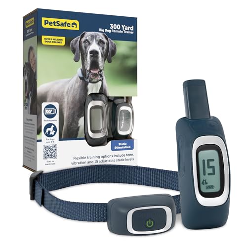 300 Yard Remote Training Collar – Choose from Tone, Vibration, or 15 Levels of Static Stimulation – Medium Range Option for Training Off Leash Dogs – Waterproof and Durable – Rechargeable