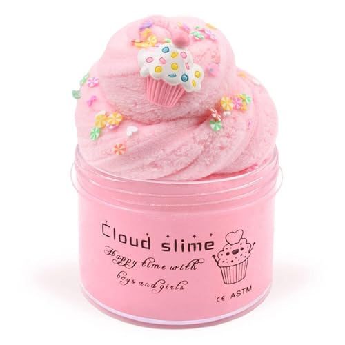 12 Pack Cloud Christmas Slime Kit, with Peach Rainbow Cake Watermelon Grapes Slimes Charms, Fluffy Slime for Girls and Boys, Stress Relief Toy for Kids Education, Party Favor, Gift and Birthday