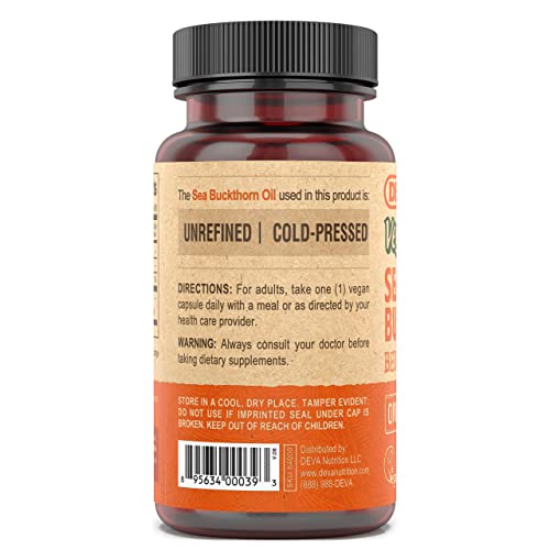 Vegan Sea Buckthorn Oil Capsules 2-Pack, Omega-7 Fatty Acids, Non-GMO, 90 Count Ea