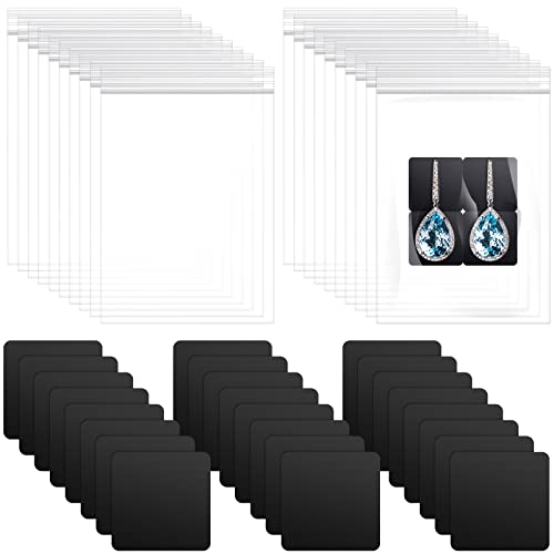 200 Pcs Anti Tarnish Strips with Clear Plastic Jewelry Bags Sets,100 Pcs Transparent Jewelry Storage Bags and 100 Pcs Anti Tarnish Tabs Strips for Packaging Jewelry Rings Earrings