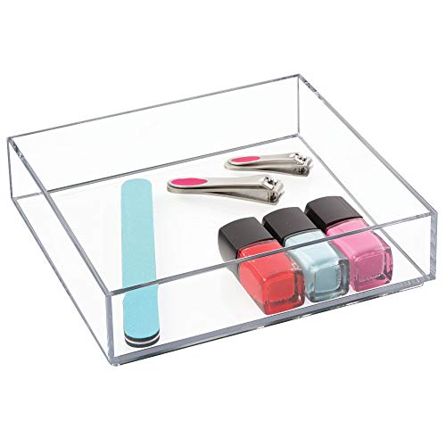 iDesign Clarity Kitchen Drawer Organizer for Silverware, Spatulas, Gadgets - Medium, 8 x 8 x 2, Clear