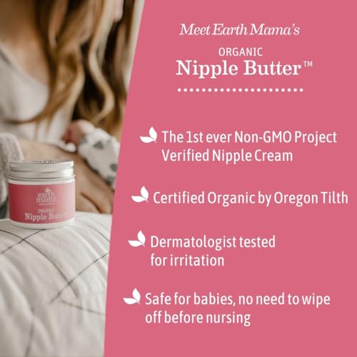 Organic Nipple Butter™ | Nipple Cream Safe for Breastfeeding | Postpartum Essentials for Nursing | Non Lanolin Nipple Cream, 2-Fluid Ounce