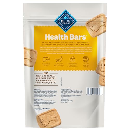 Health Bars Crunchy Dog Biscuits, Oven-baked Dog Treats Made with Natural Ingredients, Bananas & Yogurt, 16-oz Bag