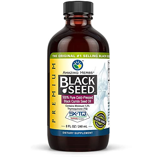 Premium Black Seed Oil - Cold Pressed Nigella Sativa Aids in Digestive Health, Immune Support, Brain Function, Joint Mobility, Gluten Free, Non GMO - 8 Fl Oz