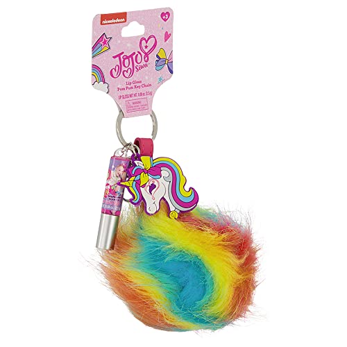 Unicorn Rainbow Pom Lip Gloss Keychain
