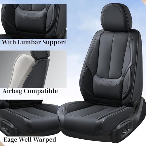 Car Seat Covers Full Set, Seat Covers for Cars, Black Car Seat Cover, Car Seat Protector Waterproof, Nappa Leather Car Seat Cushion, Car Seat Covers Front Seats and Back Fit for Most Cars