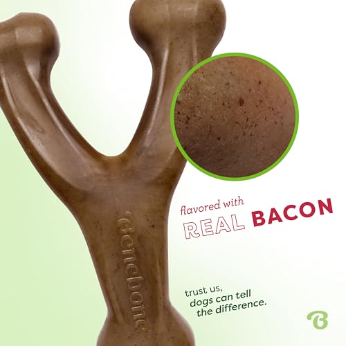 Wishbone Durable Dog Chew Toy for Aggressive Chewers, Made in USA, Giant, Real Bacon Flavor